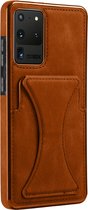 Samsung S22+ Pasjes houder Hoesje Case - Portemonnee Cover - Hoesje met Kickstand - Magnetisch - Bruin