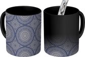 Magische Mok - Foto op Warmte Mokken - Mandala - Blauw - Design - Magic Mok - Beker - 350 ML - Uitdeelcadeautjes