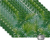 Set de table - Feuilles - Palmier - Motifs - 45x30 cm - 6 pièces - Résistant à la chaleur - Antidérapant - Coussinet - Amovible