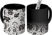 Magische Mok - Foto op Warmte Mokken - Dieren - Bohemian - Zwart - Wit - Patronen - Magic Mok - Beker - 350 ML - Uitdeelcadeautjes