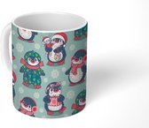 Mok - Koffiemok - Kinderen - Pinguïn - Winter - Kerst - Patronen - Mokken - 350 ML - Beker - Koffiemokken - Theemok