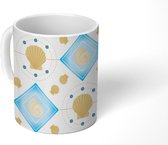 Mok - Koffiemok - Schelpen - Blauw - Zee - Design - Mokken - 350 ML - Beker - Koffiemokken - Theemok