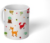 Mok - Koffiemok - Dieren - Herfst - Patroon - Mokken - 350 ML - Beker - Koffiemokken - Theemok