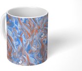 Mok - Marmer print - Golf - Oranje - Blauw - Patronen - Mokken - 350 ML - Beker - Uitdeelcadeautjes