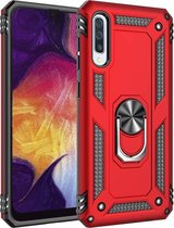 Samsung Galaxy A50/A30s Rood Achterkant Anti-Shock Hybrid Armor me Ring Kickstand Back Cover Telefoonhoesje Luxe High Quality Case - beschermend hoesje