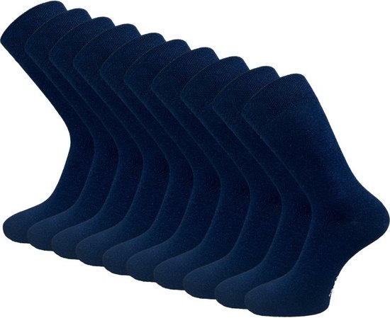 10 paar Basic Sokken - VANSENZO® - Marineblauw - Maat 35-38