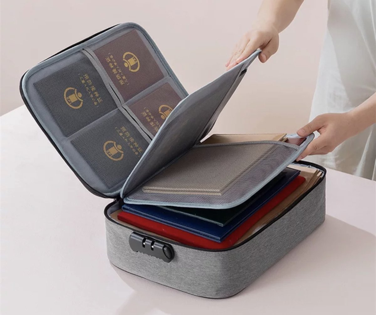 Repus - Opbergtas - zakelijk op reis - Reistas - documententas - organizer bag - organizer bagage - document bagage - 3 Lagen - met Slot - Waterdicht - Grijs