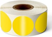 500 stuks ronde stickers geel 2,5cm op rol