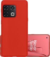 Hoes Geschikt voor OnePlus 10 Pro Hoesje Cover Siliconen Back Case Hoes - Rood.