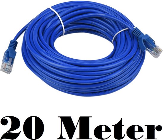 Internetkabel - 20 Meter - Blauw - CAT6 Ethernet Kabel - RJ45 UTP Kabel -  Netwerk Kabel | bol.com
