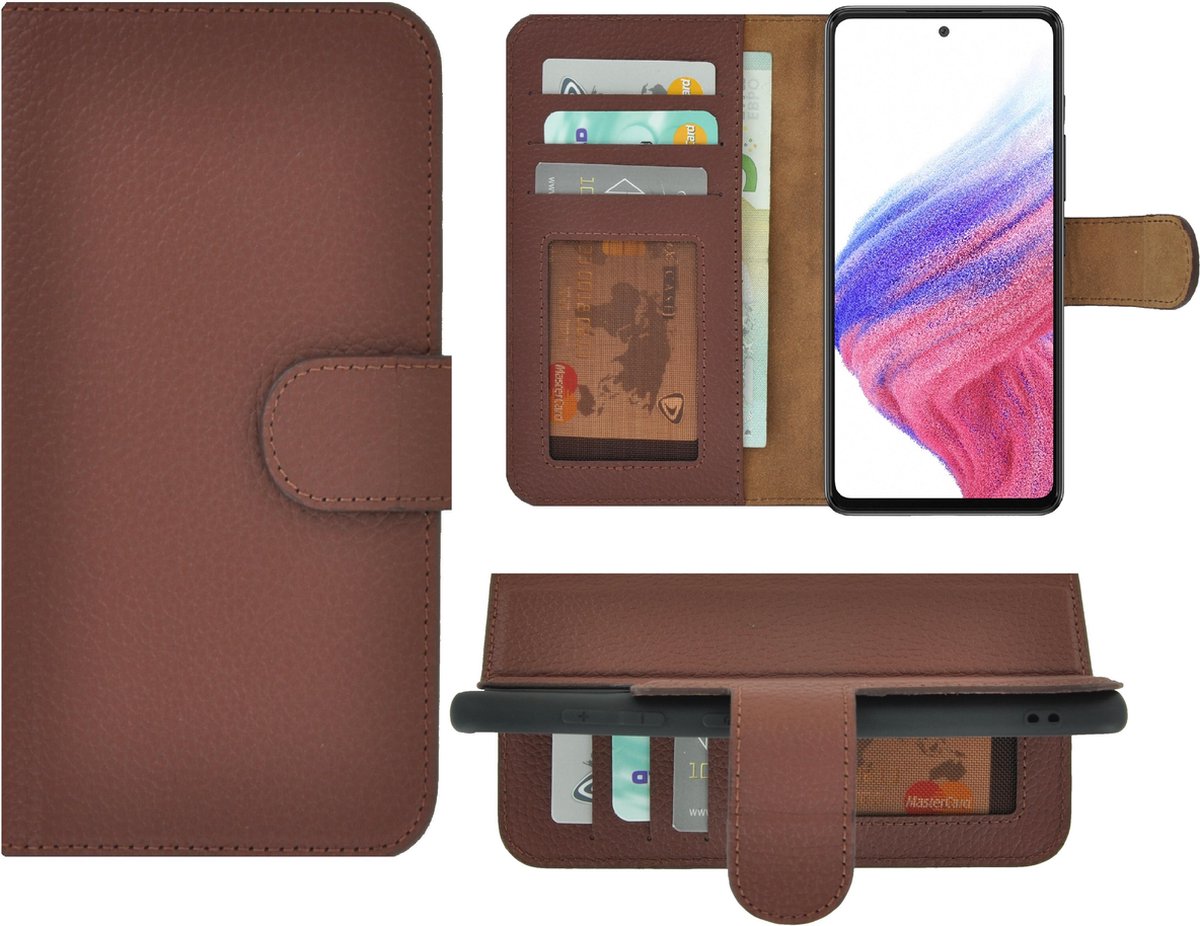 MoDo hoesje Geschikt voor Samsung Galaxy A53 5G - Leer Book Case - Bruin
