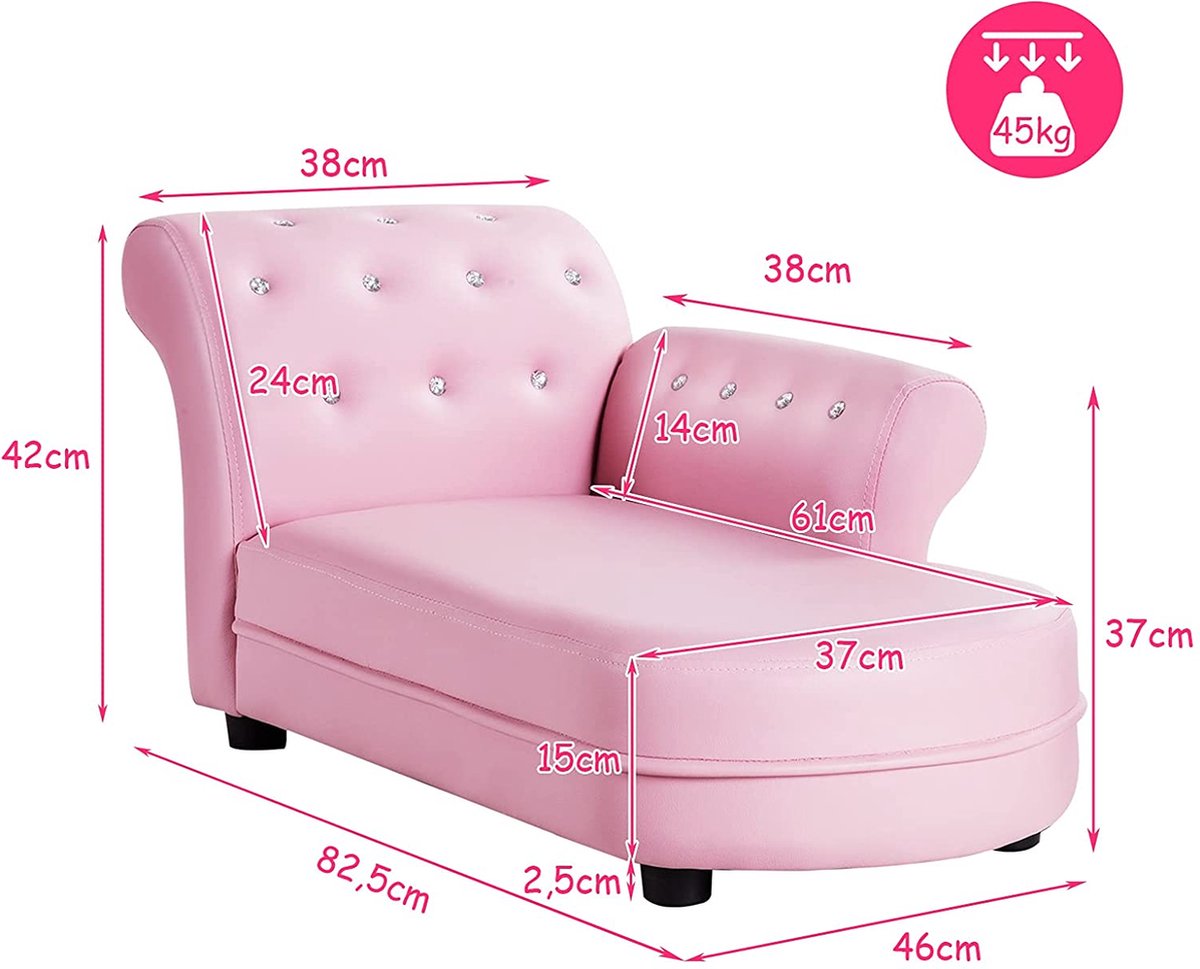HOMCOM HOMdotCOM Kinderbank Princess Minisofa hartvormig roze
