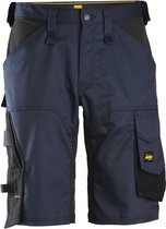 Snickers 6153 AllroundWork, Pantalon de travail court coupe ample extensible - Blauw foncé / Zwart - 52