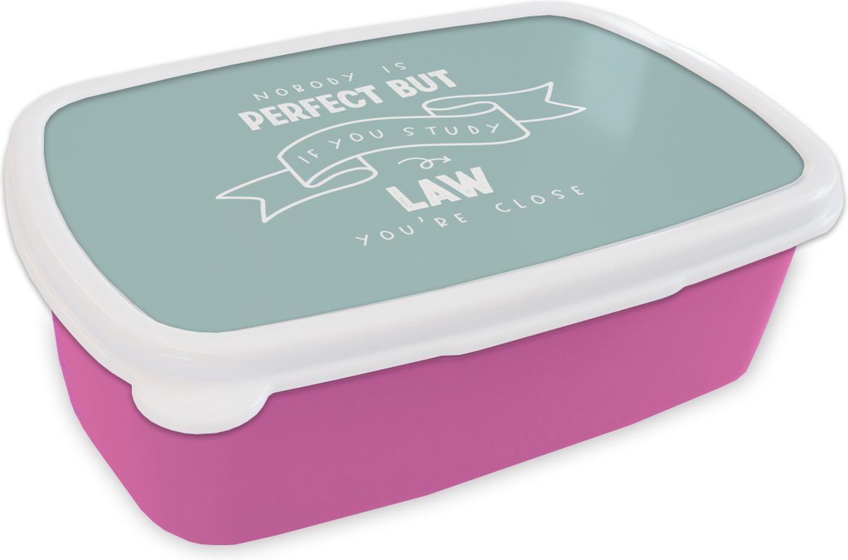 Broodtrommel Roze - Lunchbox - Brooddoos - Quote - Rechten - Studeren - 18x12x6 cm - Kinderen - Meisje