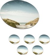 Onderzetters voor glazen - Rond - Strand - Duin - Lucht - 10x10 cm - Glasonderzetters - 6 stuks
