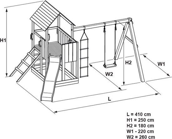 Houten Speeltoestel inclusief glijbaan - Prestige Garden