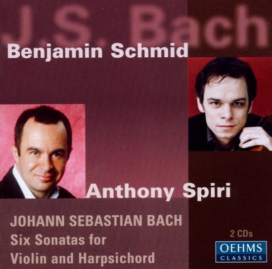 Benjamin Schmid en Anthony Spiri op de cover van J.S. Bach: Six Sonatas for Violin and Harpsichord.