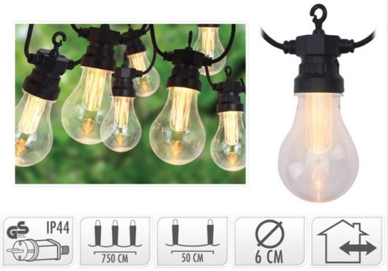 Oneiro’s Luxe Lichtsnoer met 10 LED Reflector Lampen - voor buiten - Tuinverlichting - Lichtsnoer voor buiten - zwart - prikspot – LED – zomer – tuinverlichting