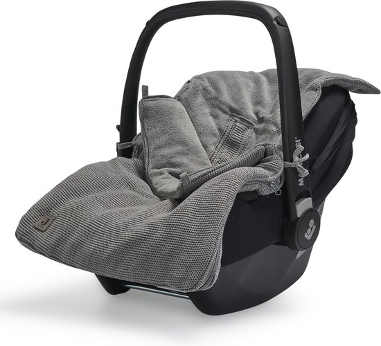 Jollein - Voetenzak voor Autostoel & Kinderwagen (Stone Grey) - Basic Knit  - Katoen -... | bol.com