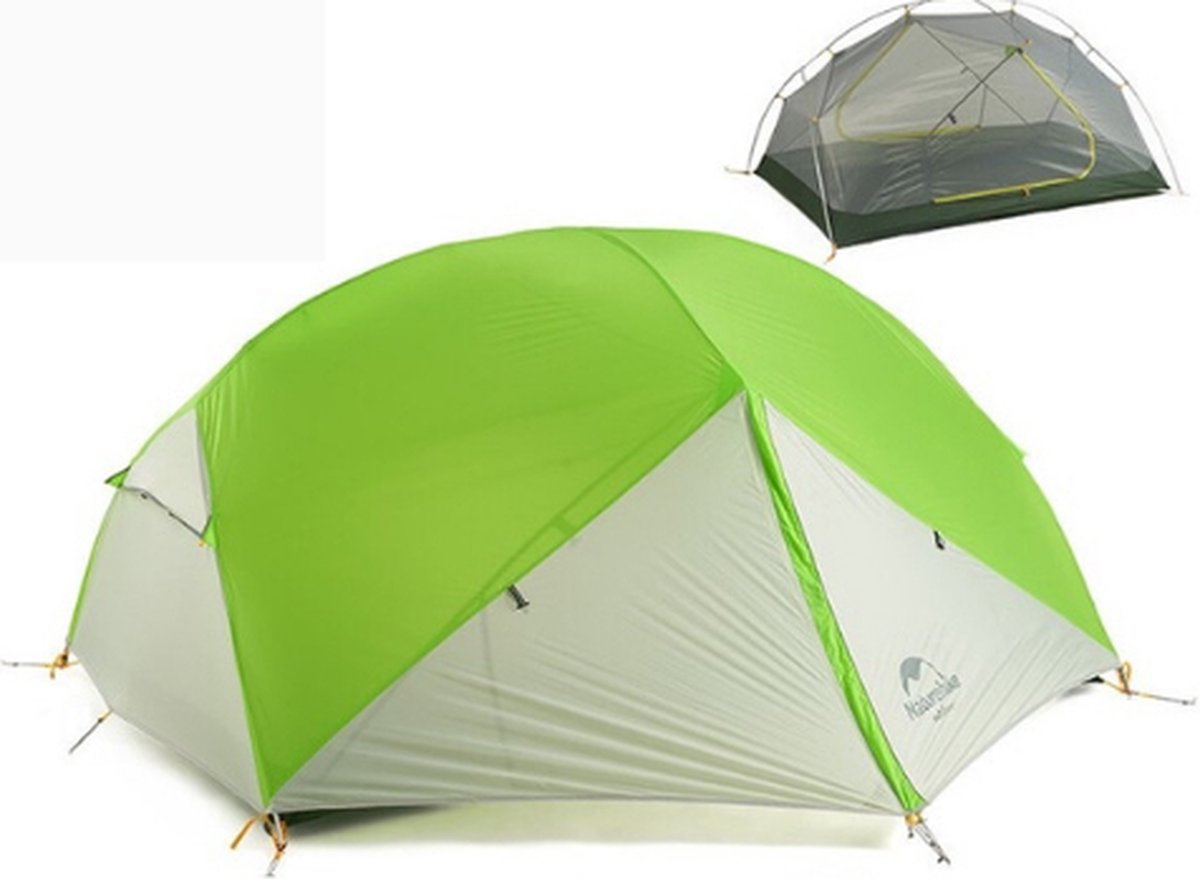 Naturehike Mongar Tent - Kampeertent - 100% Waterdicht - Lichtgewicht - 2 Persoons - Dubbellaags - Groen, Grijs
