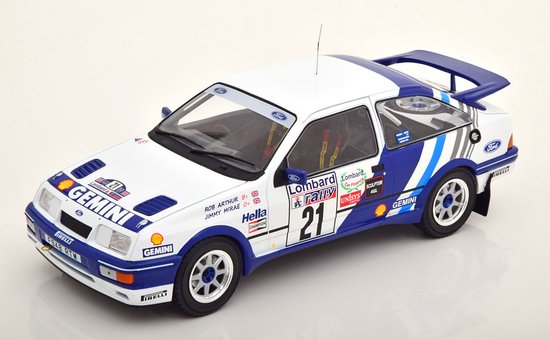 Ford Sierra RS Cosworth Miniature IXO – 1/18, Lombard RAC Rally 1989, Métal Monté, Neuf