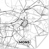 Poster Stadskaart – Plattegrond – België – Zwart Wit – Mons – Kaart - 30x30 cm