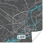 Poster België – Lier – Stadskaart – Kaart – Blauw – Plattegrond - 100x100 cm XXL