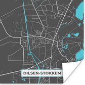 Poster België – Dilsen Stokkem – Stadskaart – Kaart – Blauw – Plattegrond - 75x75 cm