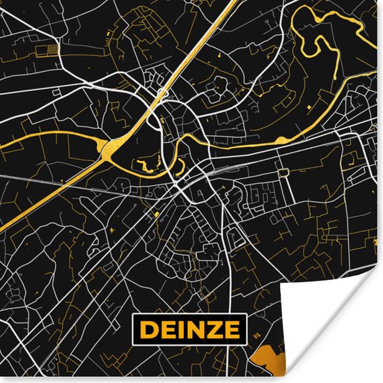 Poster Deinze - Plattegrond - Goud - Stadskaart - Kaart - 30x30 cm | bol