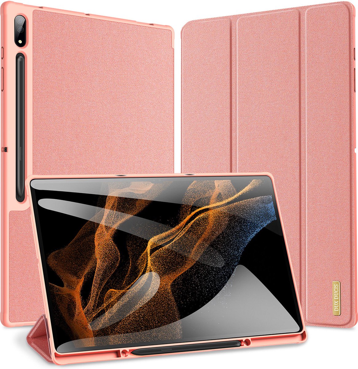 Dux Ducis Tablet Hoes Geschikt voor Samsung Galaxy Tab S8 Ultra - Dux Ducis Domo Bookcase - Roze