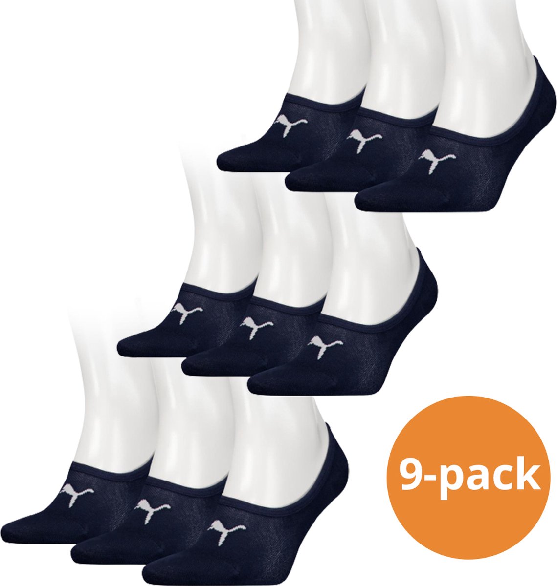 Puma Footies 9 paar Unisex Invisible Sokken Blauw