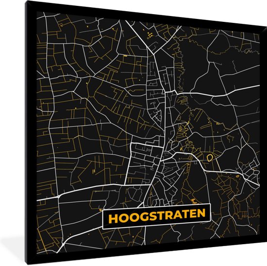 Fotolijst incl. Poster - Kaart - Hoogstraten - Stadskaart - Goud - Plattegrond - 40x40 cm - Posterlijst