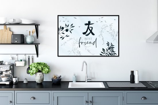 Affiche avec cadre Best friends - Best friend - Citations - Proverbes - Amitié - 90x60 cm