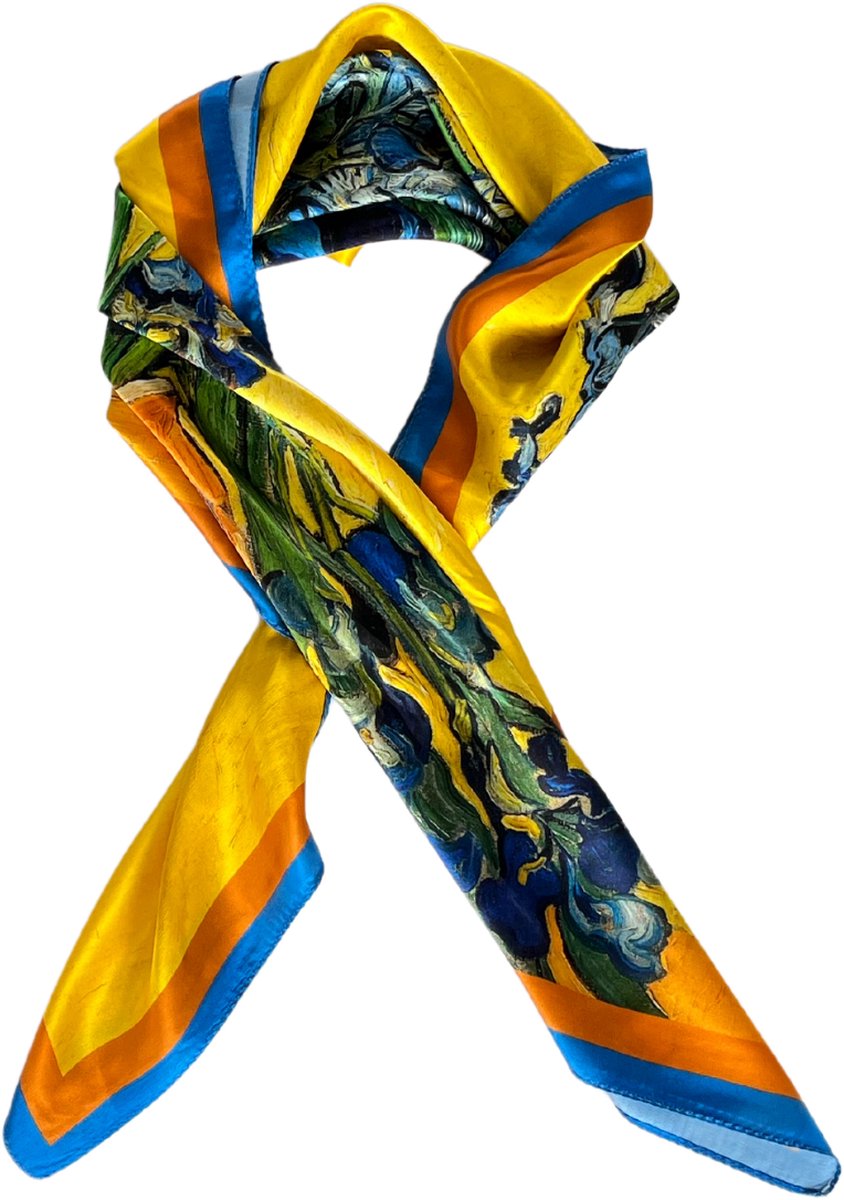 3BMT 100% Zijden sjaal - Van Gogh - Irissen - in Geschenkdoos