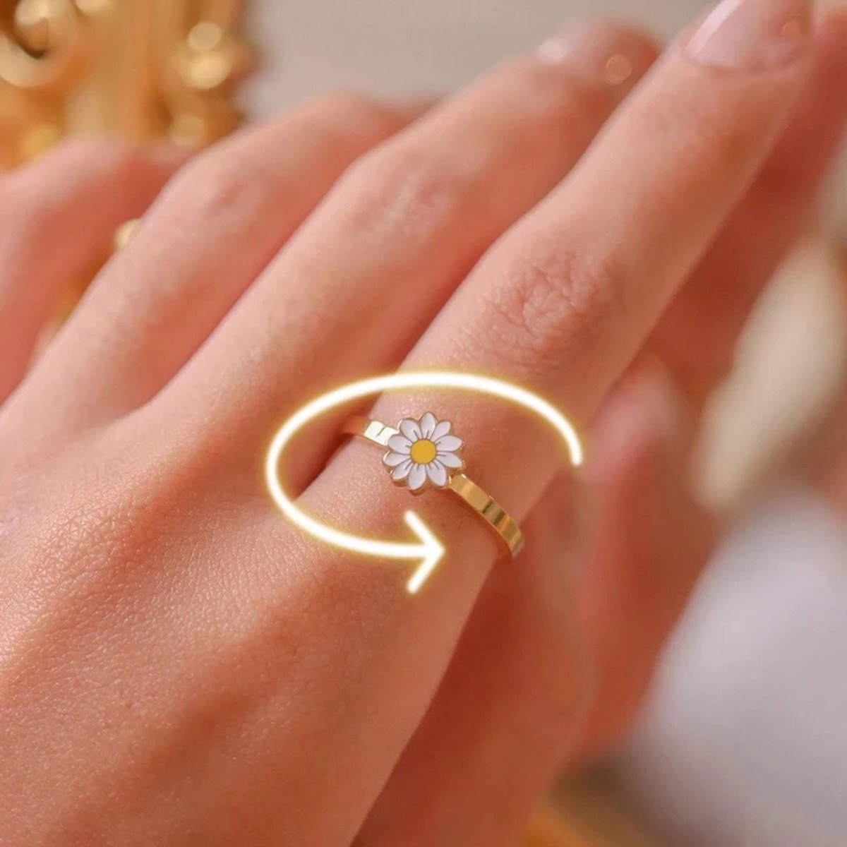 Fidget ring bloem - anti-stress - anti-angst - spinner ring - Ascella