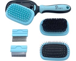 Petsify - Dierenborstel - Professionele 5 in 1 Hondenborstel - Voor hond en kat - Tweezijdig - Hondenkam - Kattenborstel - Kattenkam Image