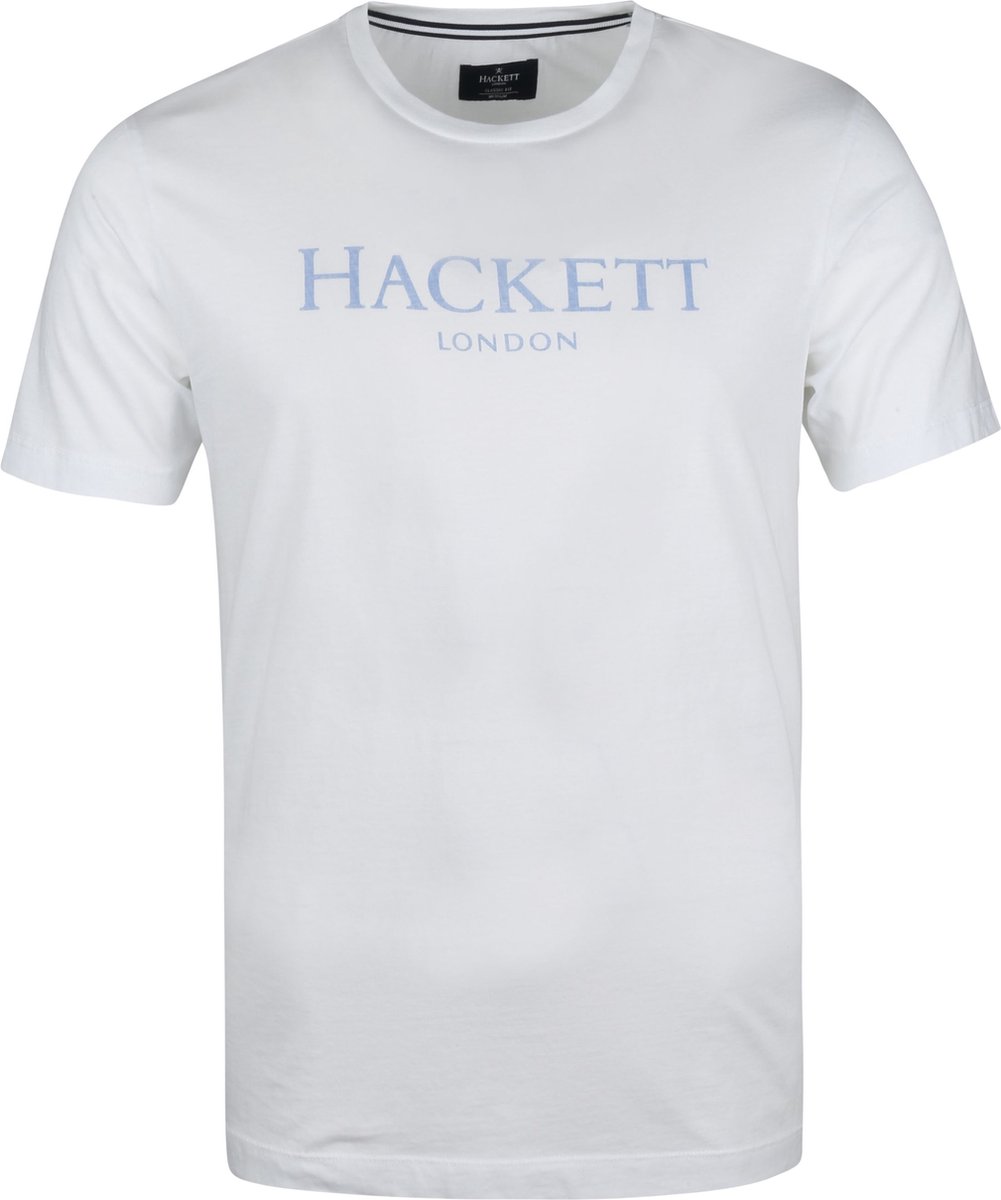 Hackett - T-shirt Logo Wit - Maat XL - Slim-fit