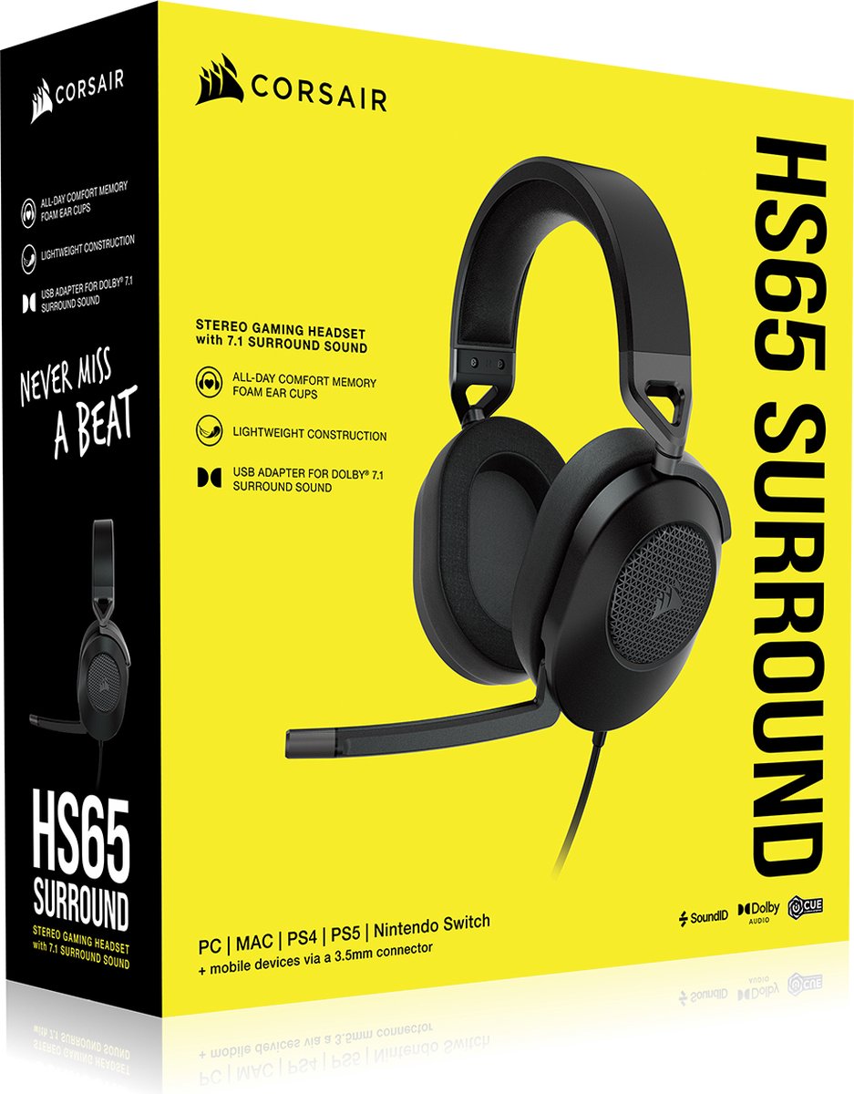 Casque Gaming sans fil CORSAIR HS65 WIRELESS - Son Surround Dolby