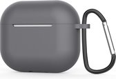 Jumada's "Geschikt" voor Apple Airpods hoesje - Geschikt voor Airpods 3 - Softcase - Donker grijs - Beschermhoesje - Met clip