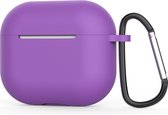 Jumada's "Geschikt" voor Apple Airpods hoesje - Geschikt voor Airpods 3 - Softcase - Donker paars - Beschermhoesje - Met clip