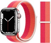 UrbanGoods - Geweven Sportbandje - Rood - Oranje - Horlogebandje - Geschikt voor Apple Watch - Nylon - 38 mm 40 mm 41mm