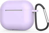 Jumada's "Geschikt" voor Apple Airpods hoesje - Geschikt voor Airpods 3 - Softcase - Paars - Beschermhoesje - Met clip