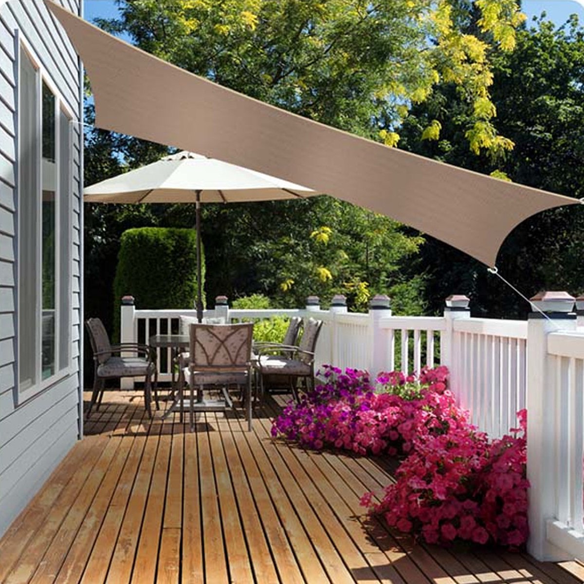 Zonnescherm Zeil Driehoek, Zonnescherm Zeil Luifel Waterdicht, Outdoor Cover Luifel Onderdak met Gratis Touwen, Duurzaam Geweven Outdoor Patio Stof, voor Outdoor Patio (A 4x4x4m