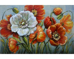 3D art metaalschilderij - bloemen - bloemenweide kleurrijk - 120x80 cm - metalart