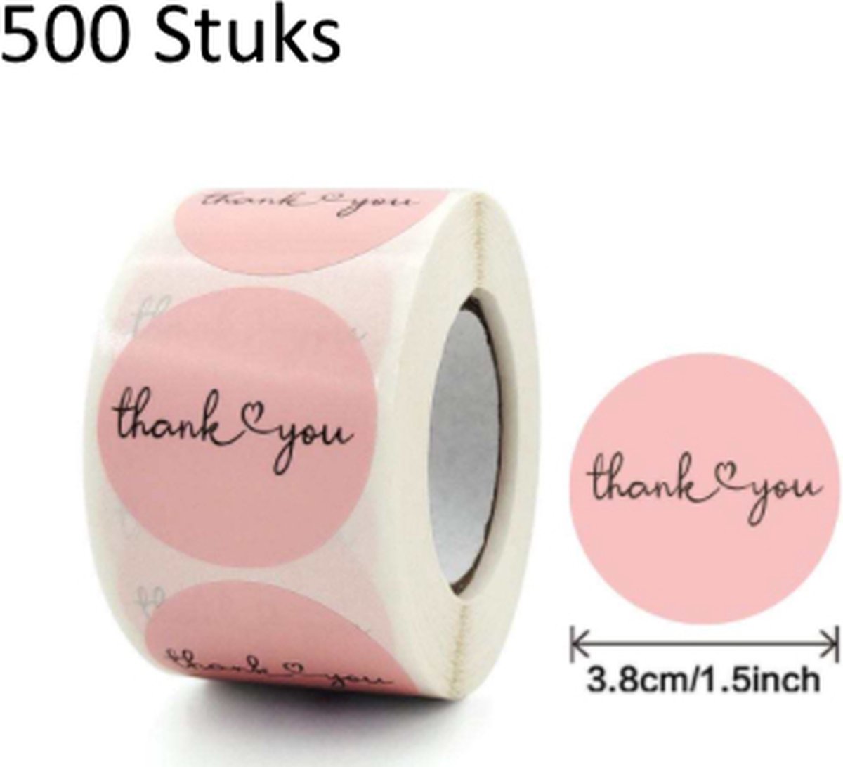FISKA - 500 Stickers Thank You Op Een Rol - 3,8cm - Stickers Thank you - Label Thank you - Bedankt Stickers - Beloningsstickers - Sluitsticker - Sluitzegel