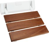 PrimeMatik - Opklapbare douchestoel. Vouwstoel voor ouderen in tropisch hout en aluminium 320x328mm