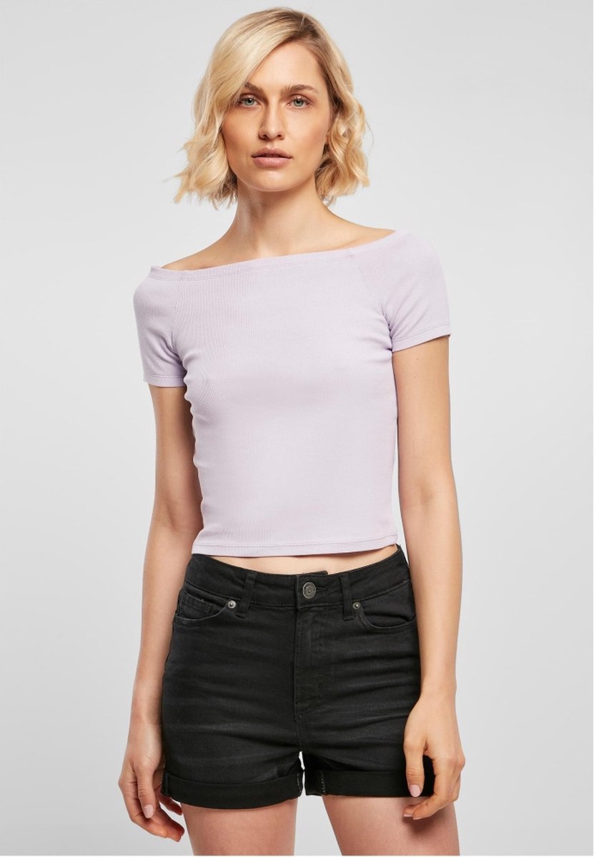 Urban Classics Rib Off shoulder top 4XL Paars