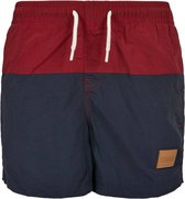 Urban Classics - Block Kinder zwembroek - Kids 110/116 - Blauw/Bordeaux rood