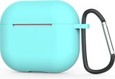 Jumada's "Geschikt" voor Apple Airpods hoesje - Geschikt voor Airpods 3 - Softcase - Turquoise - Beschermhoesje - Met clip