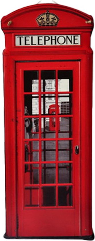 Wanddecoratie 30*1*75 cm Rood, Wit Ijzer Telephone Muurdecoratie Wandversiering Tekstbord